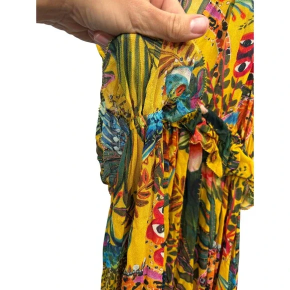 Farm Rio Women's Into The Wild Jungle Tropical Ruffle Dress Resort Boho XS‎ - Picture 8 of 10